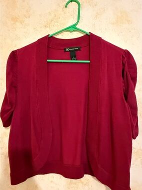 INC International Concepts Raspberry Open-Front Short Sleeve Cardigan